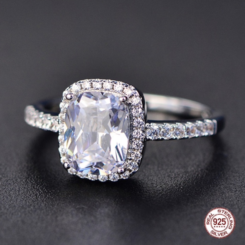 Diamond Princess Cut Simulated White Sapphire Ring, BEAUTIFUL RING, SHINY RING.